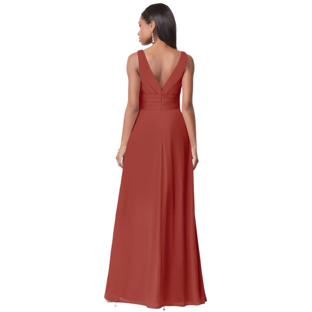 AZAZIE JULIANNA, Terracotta A-Line Chiffon Dress 37319 - Picture 4 of 10